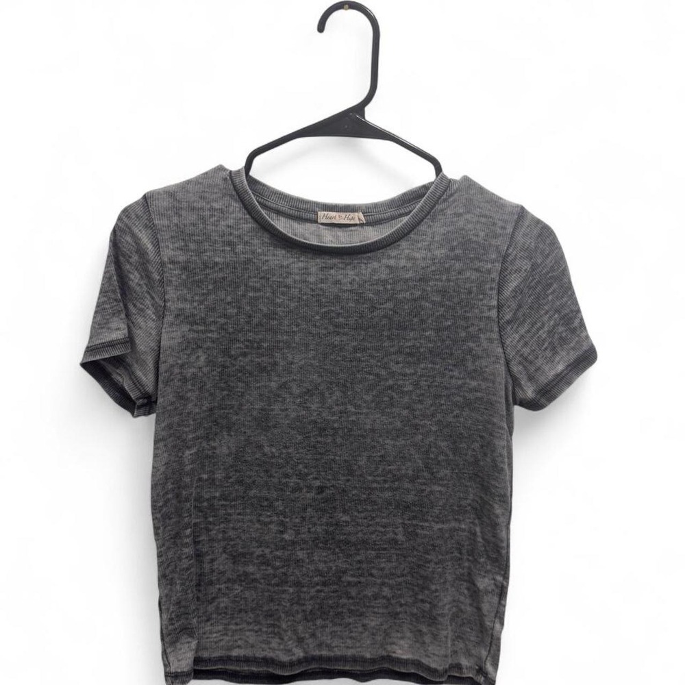 Heart & Hips Gray Ribbed Baby Tee Crop Top Y2K Size L